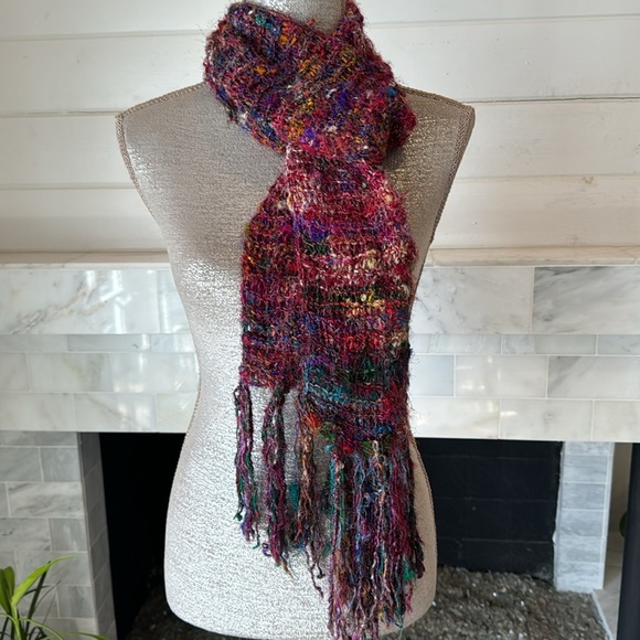 Nova Wear Woven Silk Multicolored Scarf Made in Nepal - Picture 3 of 8